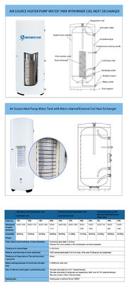 200L Capacity Air Source Heat Pump Tank  With 316L Stainless Steel Inner Coil  Heat Exchanger